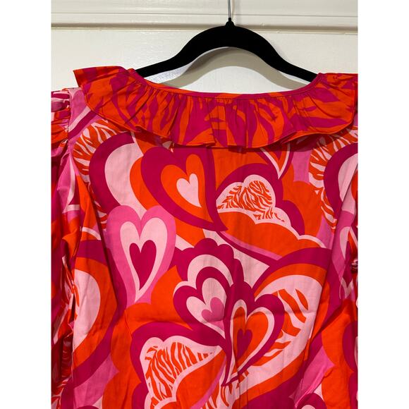 Alden Adair Jean Top Lovers Lane Size Medium NWT Red Pink Romantic Blouse - Picture 9 of 14